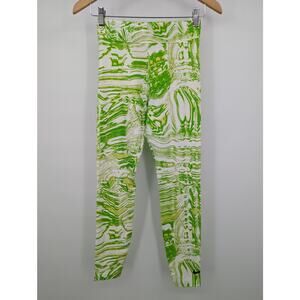 EUC Nike Sportswear High Rise Tight Fit Green & White Leggings Women's Small